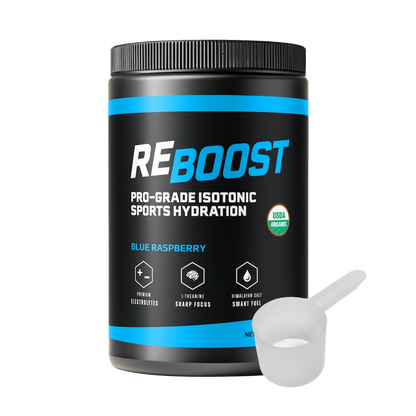 Reboost blue raspberry sports hydration 1lb container with a scoop 