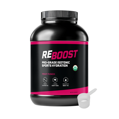 REBOOST fruit punch 5lb sports hydration container with a scoop