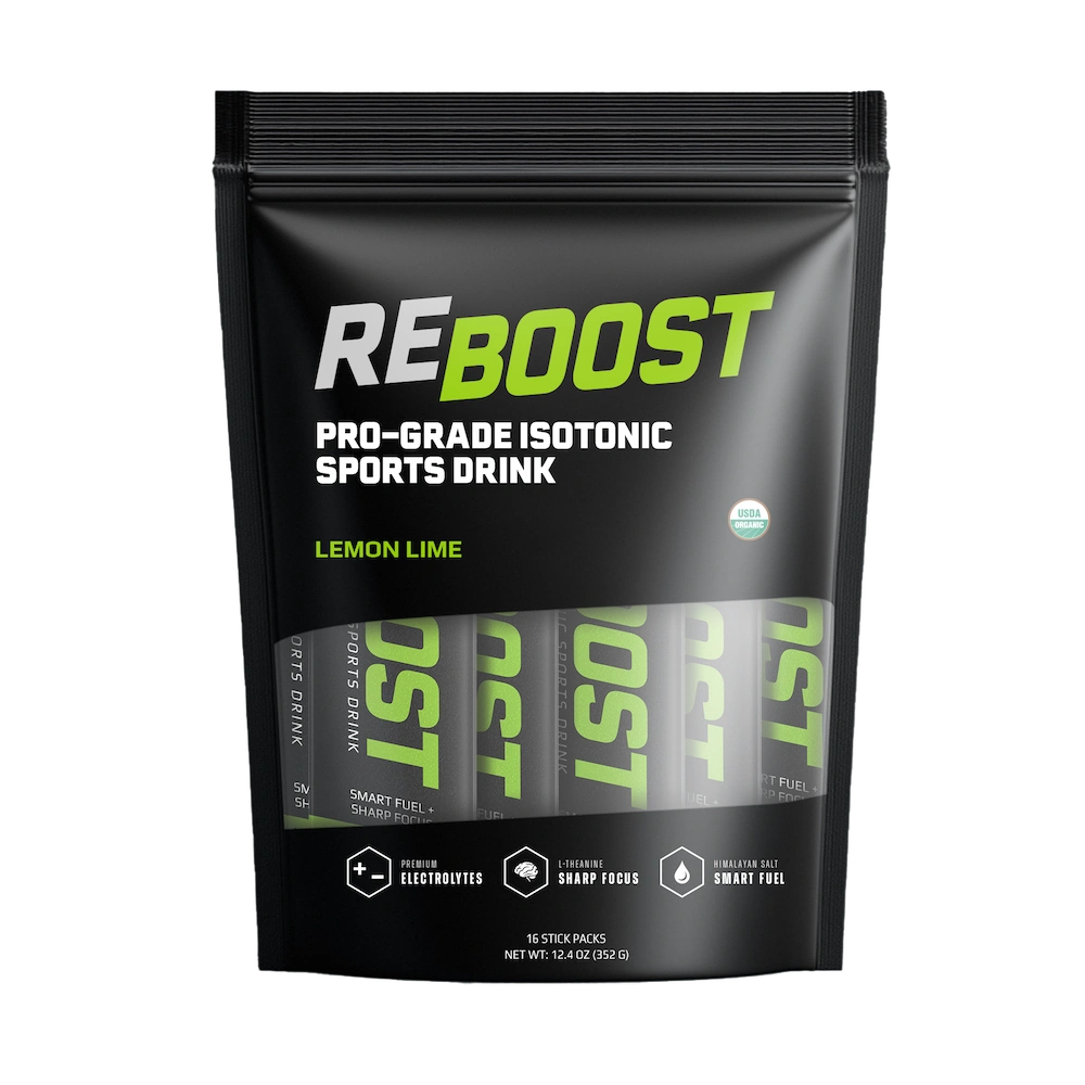 REBOOST sports drink package lemon lime flavor